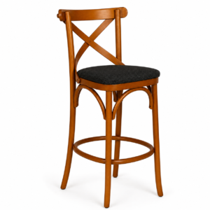 Banqueta Hortênsia cor Castanho Mogno – Tecido Facto Premium Dunas Preto