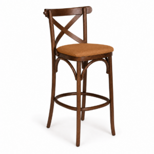 Banqueta Hortênsia cor Imbuia – Tecido Facto Premium Conhaque